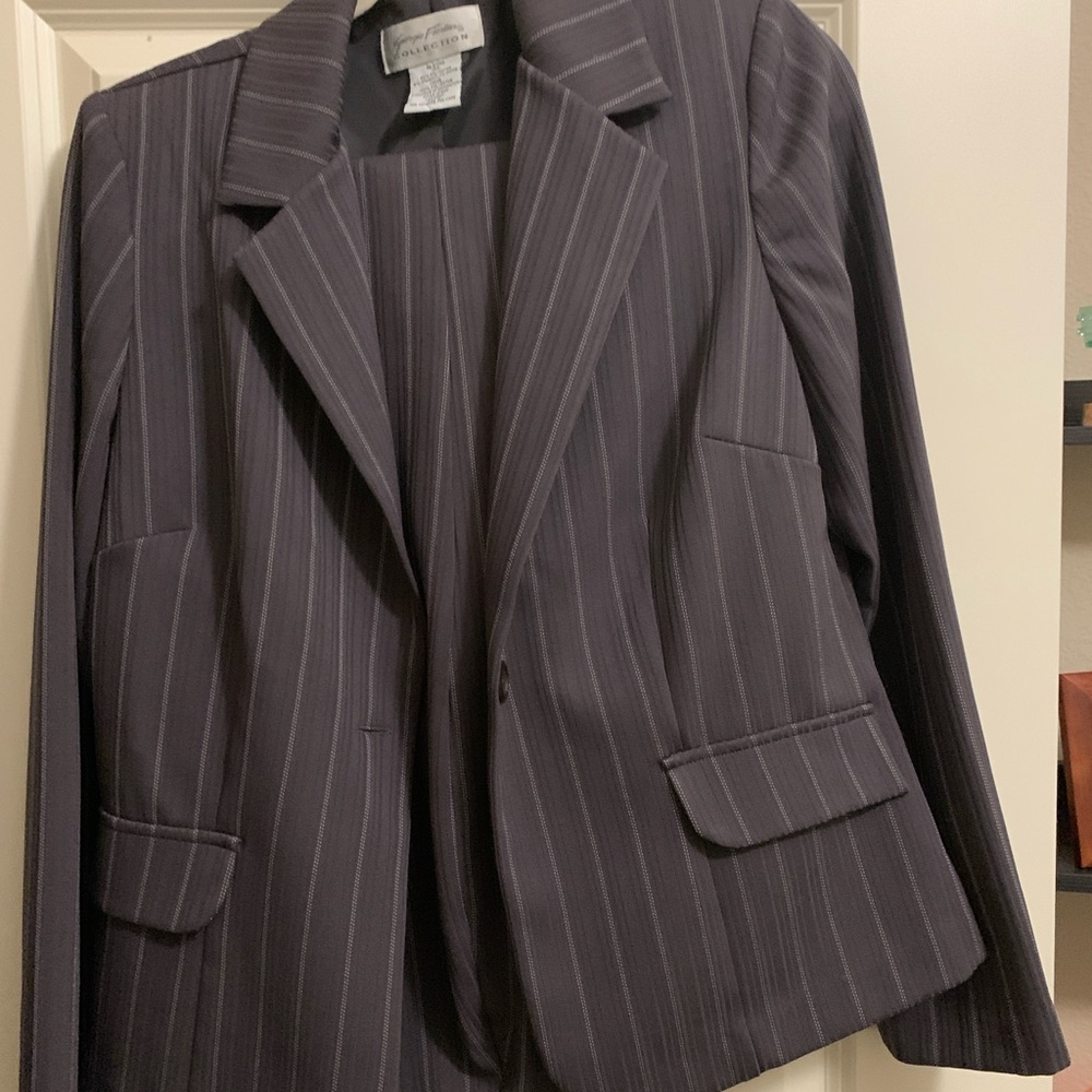 Elegant Charcoal Pinstripe Pantsuit